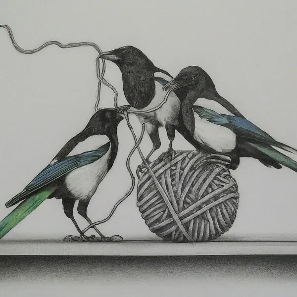 Hand-drawn illustration of magpies — optimization
